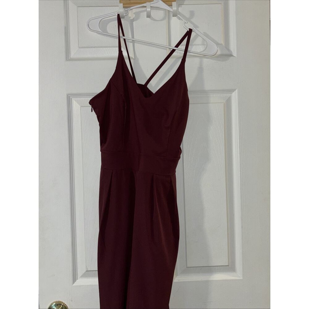 Halara M Petite Burgundy Breezeful Jumpsuit Spaghetti Straps Quick Dry Zip Side - Picture 6 of 10